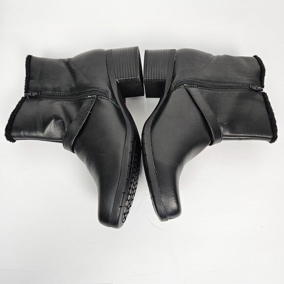 Khombu Madison Black Faux Leather/Fur Lined Winter Heel Boot 9.5 - Picture 4 of 10